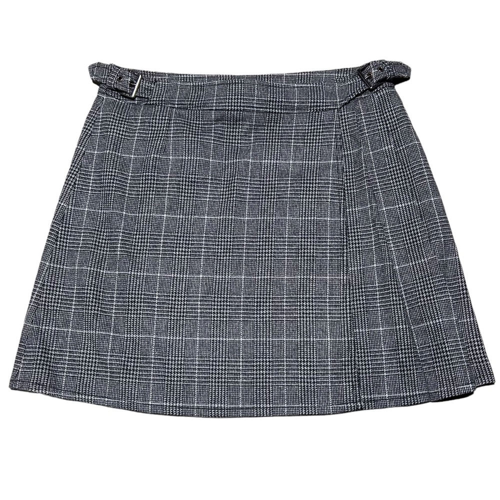 SALE!  ESCADA Sport Plaid Pleat Wrap Skirt Wool Buckles Size 42 (US 10) EUC